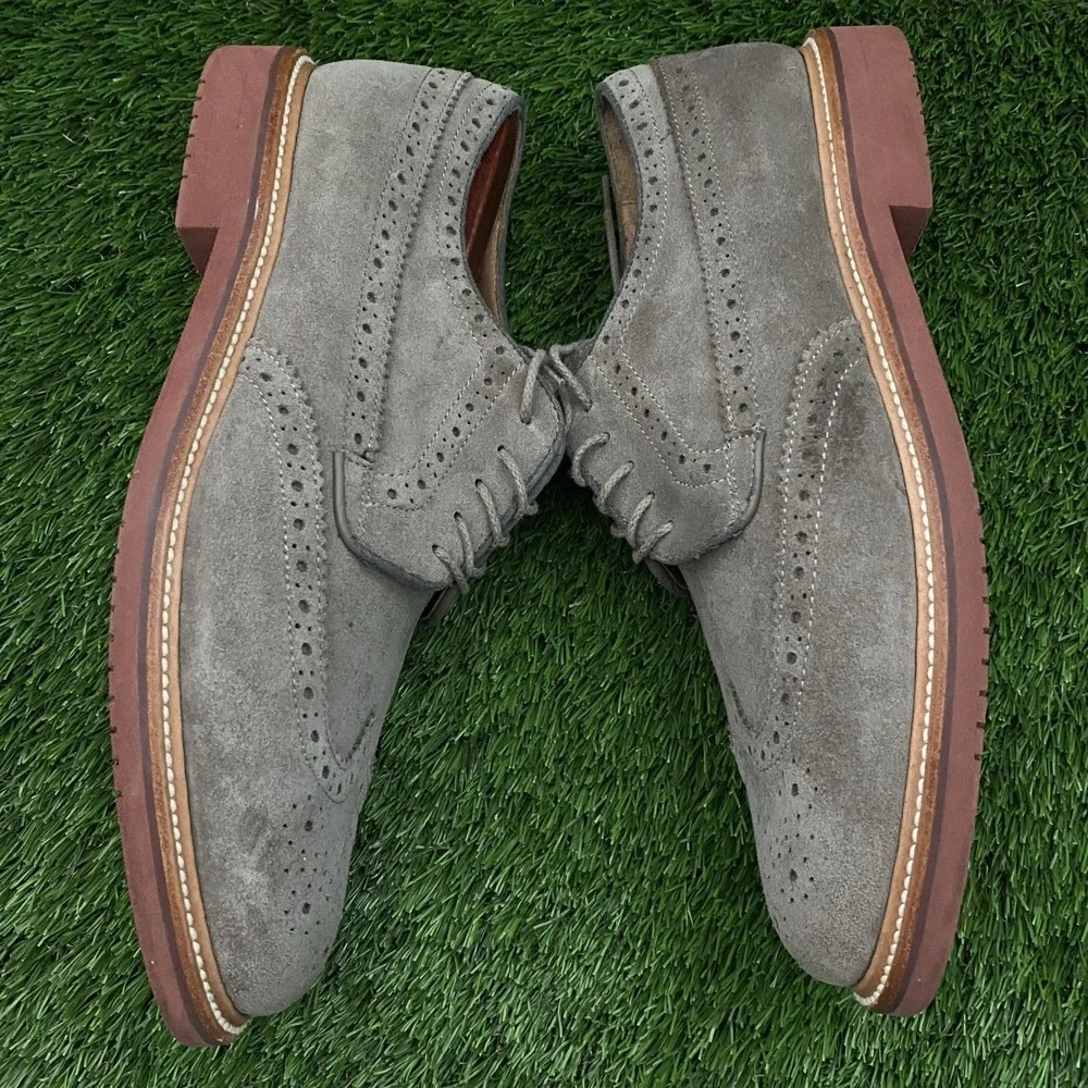J. Crew Size 10 Kenton Beige Suede Wing Tip‎ Oxford Shoes EUC